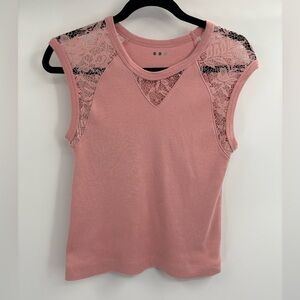 3 three dots pink short sleeve tee T-shirt size large